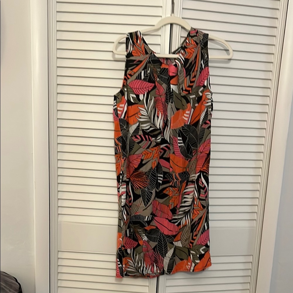 Olsen. Tropical Leaf Print Sleeveless Dress